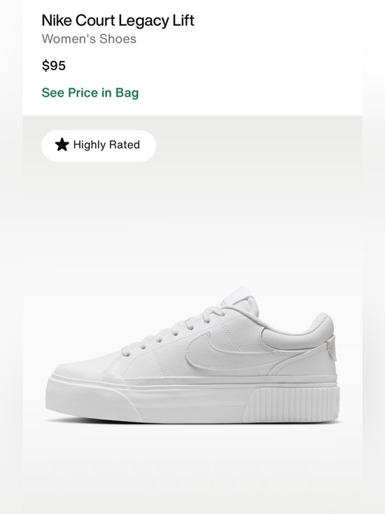 Nike Shoes - Women's Sz 6.5 Nike Court Legacy Lift Platform Sneaker DM7590-101 White/White